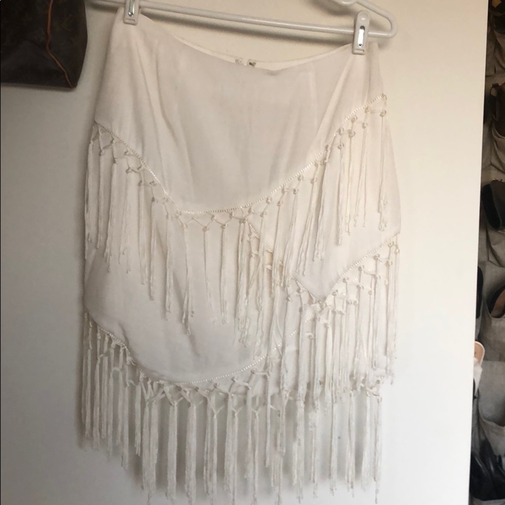 White fringe skirt